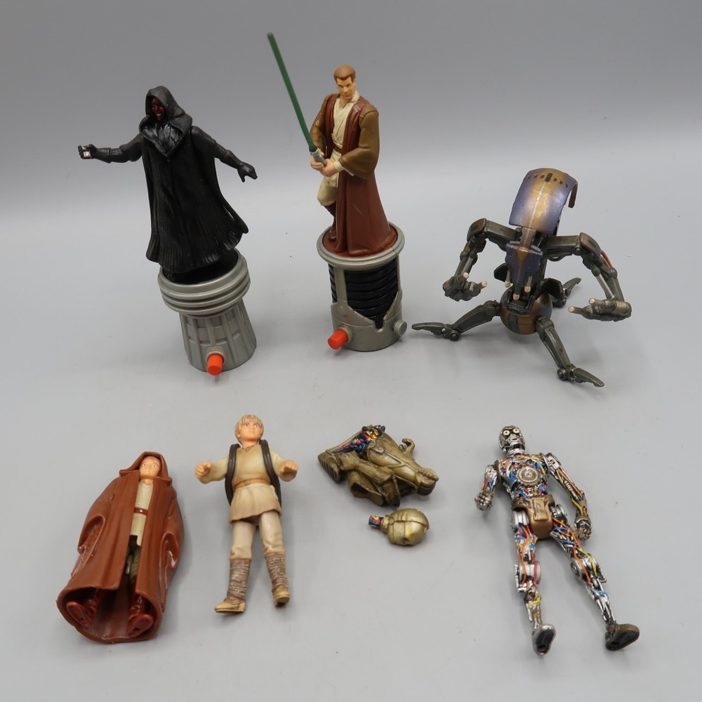 Star Wars 90s Destroyer Droid Droideka  Anakin Skywalker Daul‎ Maul C3PO Toy Lot